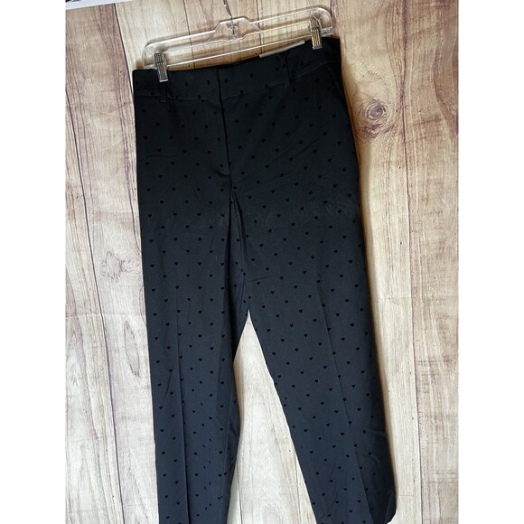 Talbots Black Flocked Hearts Print Hampshire Ankle Trouser Pants Size 16 - Picture 1 of 12